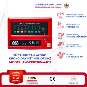Tủ trung tâm 04 Zone báo cháy không dây tích hợp IOT Safeone Viettel