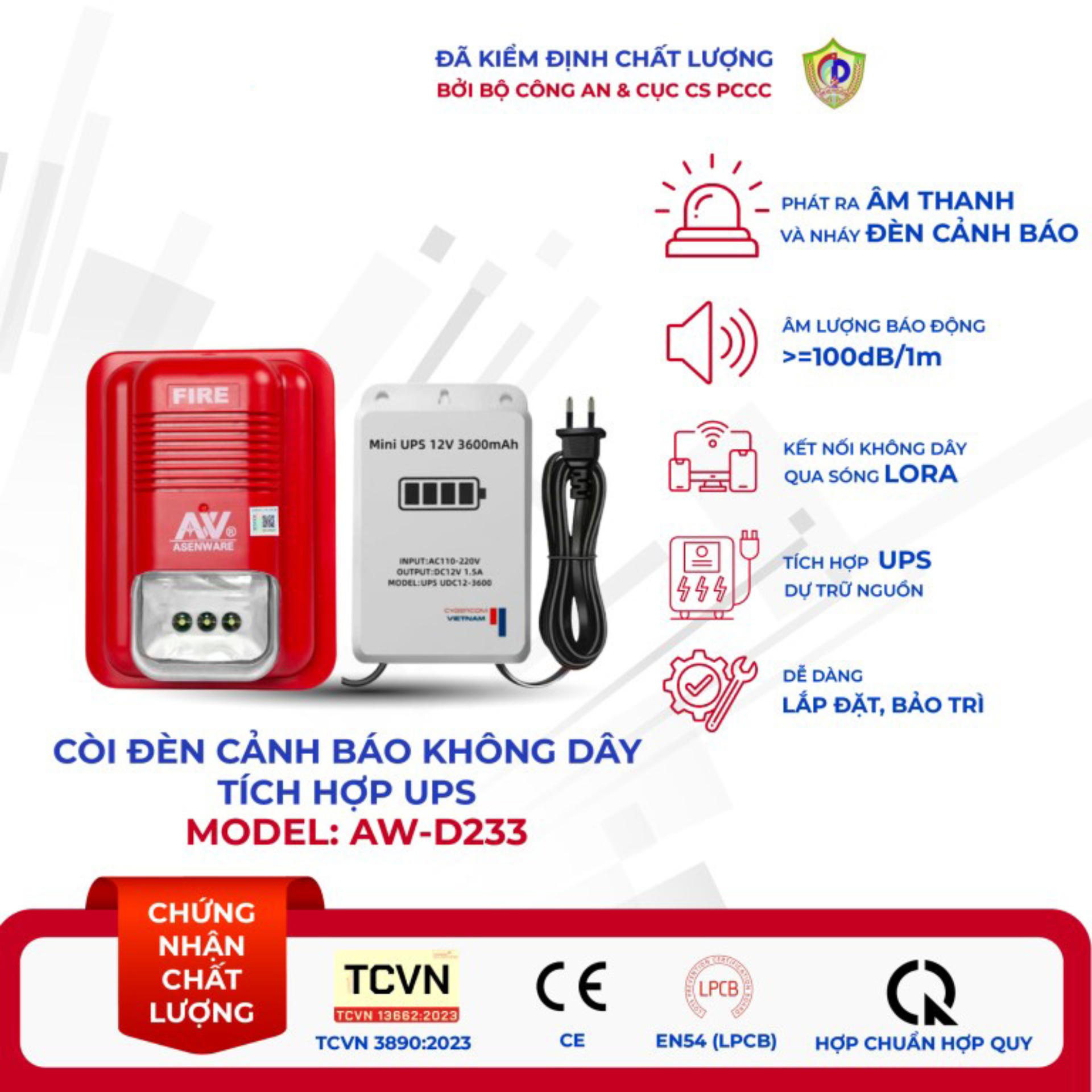 Loa – Đèn cảnh báo không dây ASENWARE