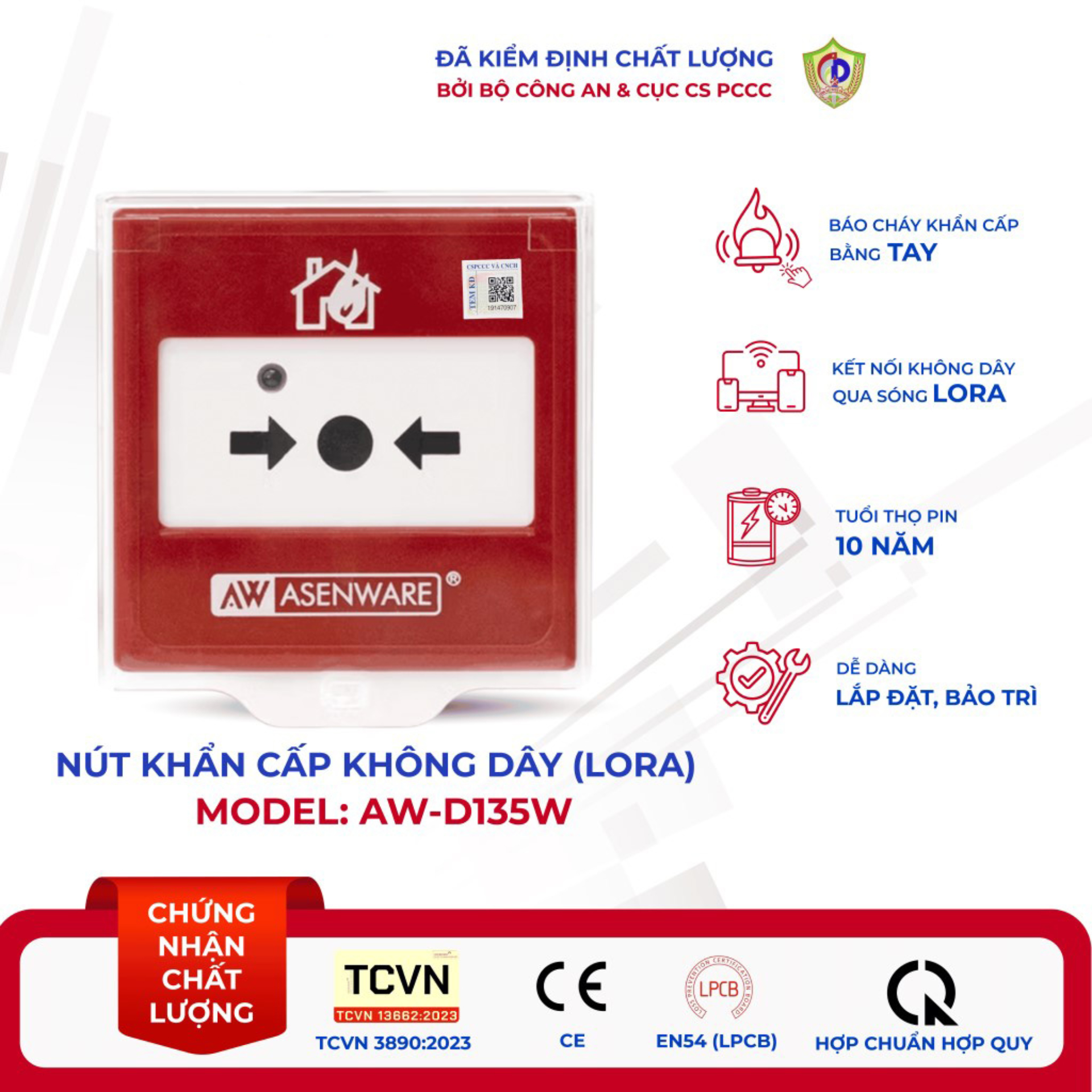 Nút nhấn khẩn cấp không dây ASENWARE